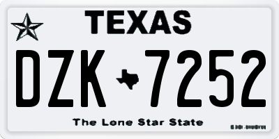 TX license plate DZK7252