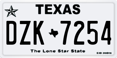 TX license plate DZK7254