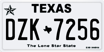 TX license plate DZK7256