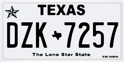 TX license plate DZK7257