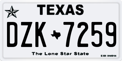 TX license plate DZK7259