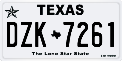 TX license plate DZK7261