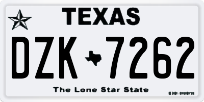 TX license plate DZK7262