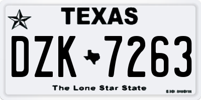 TX license plate DZK7263