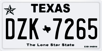 TX license plate DZK7265
