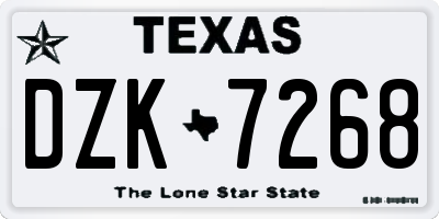 TX license plate DZK7268