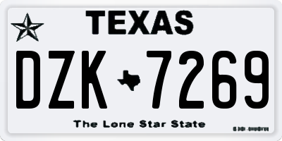 TX license plate DZK7269