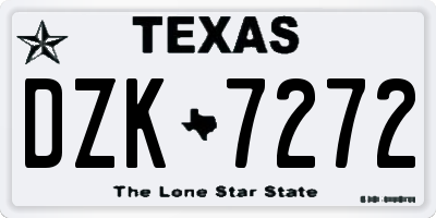 TX license plate DZK7272