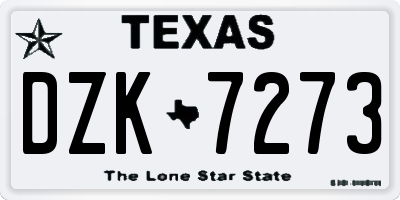 TX license plate DZK7273