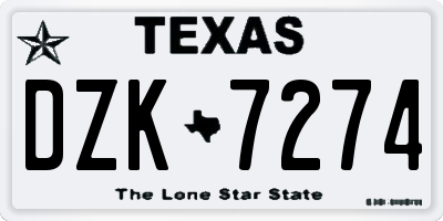 TX license plate DZK7274