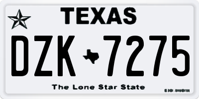TX license plate DZK7275