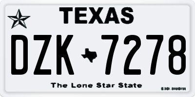 TX license plate DZK7278