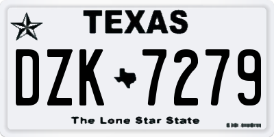 TX license plate DZK7279