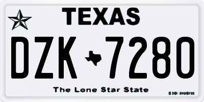 TX license plate DZK7280