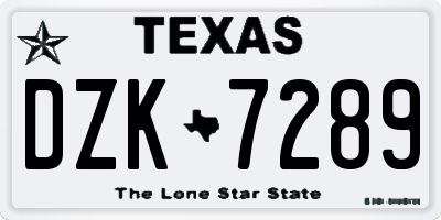 TX license plate DZK7289