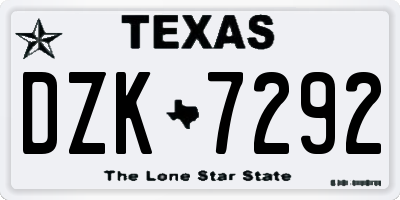 TX license plate DZK7292