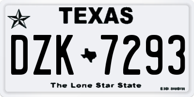 TX license plate DZK7293