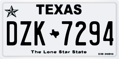 TX license plate DZK7294