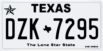 TX license plate DZK7295