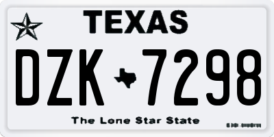 TX license plate DZK7298