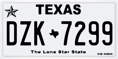 TX license plate DZK7299