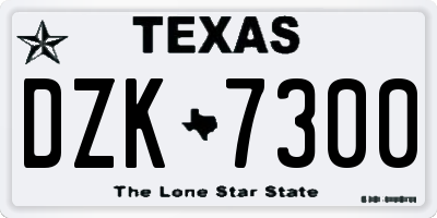 TX license plate DZK7300