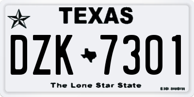 TX license plate DZK7301