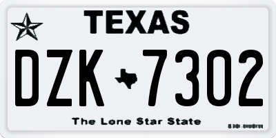 TX license plate DZK7302