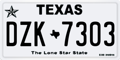 TX license plate DZK7303
