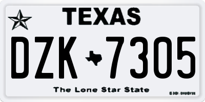 TX license plate DZK7305