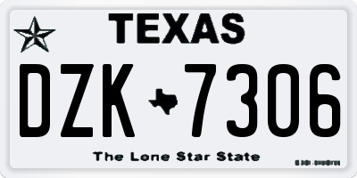 TX license plate DZK7306