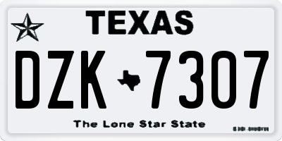 TX license plate DZK7307