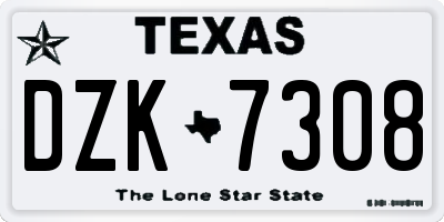 TX license plate DZK7308