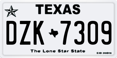 TX license plate DZK7309