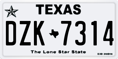 TX license plate DZK7314