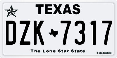 TX license plate DZK7317