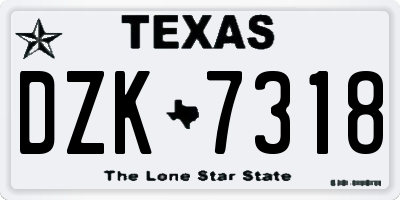 TX license plate DZK7318