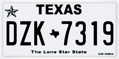 TX license plate DZK7319