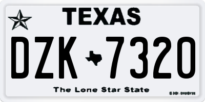 TX license plate DZK7320