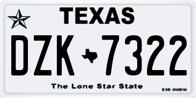 TX license plate DZK7322