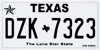 TX license plate DZK7323
