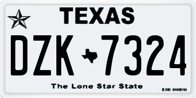 TX license plate DZK7324