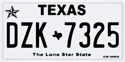 TX license plate DZK7325