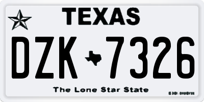 TX license plate DZK7326