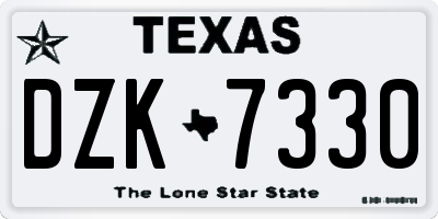 TX license plate DZK7330