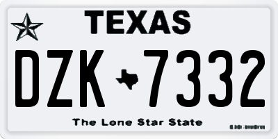 TX license plate DZK7332