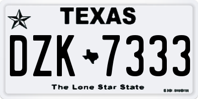 TX license plate DZK7333