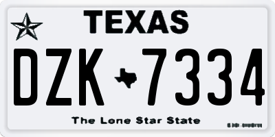 TX license plate DZK7334