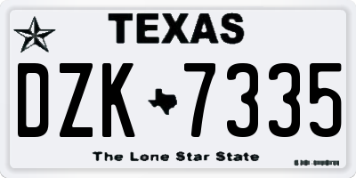 TX license plate DZK7335