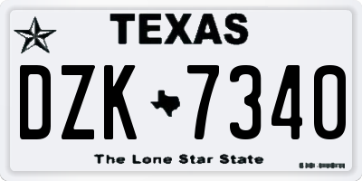 TX license plate DZK7340